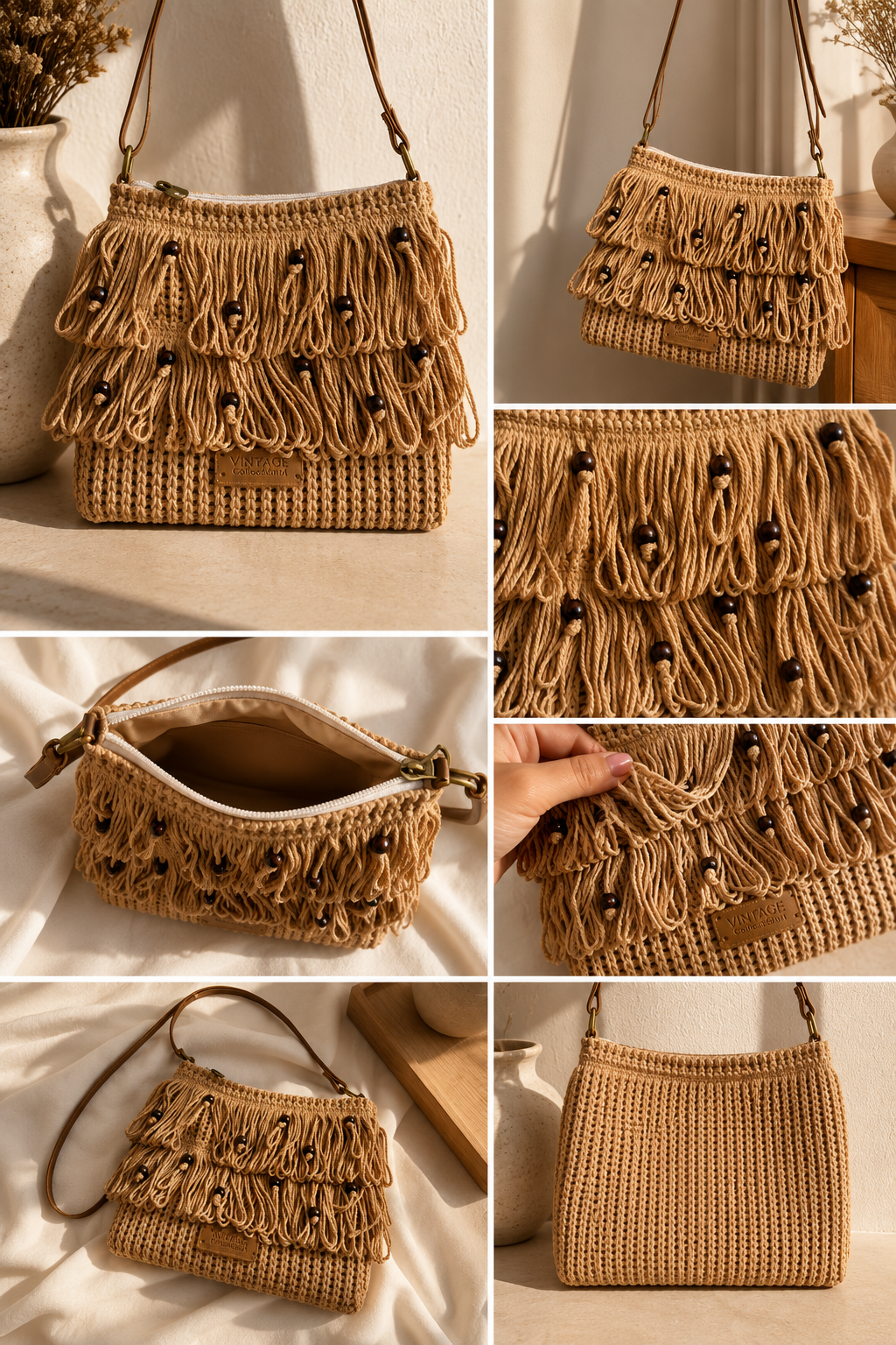 Mala Boho Franja Camel