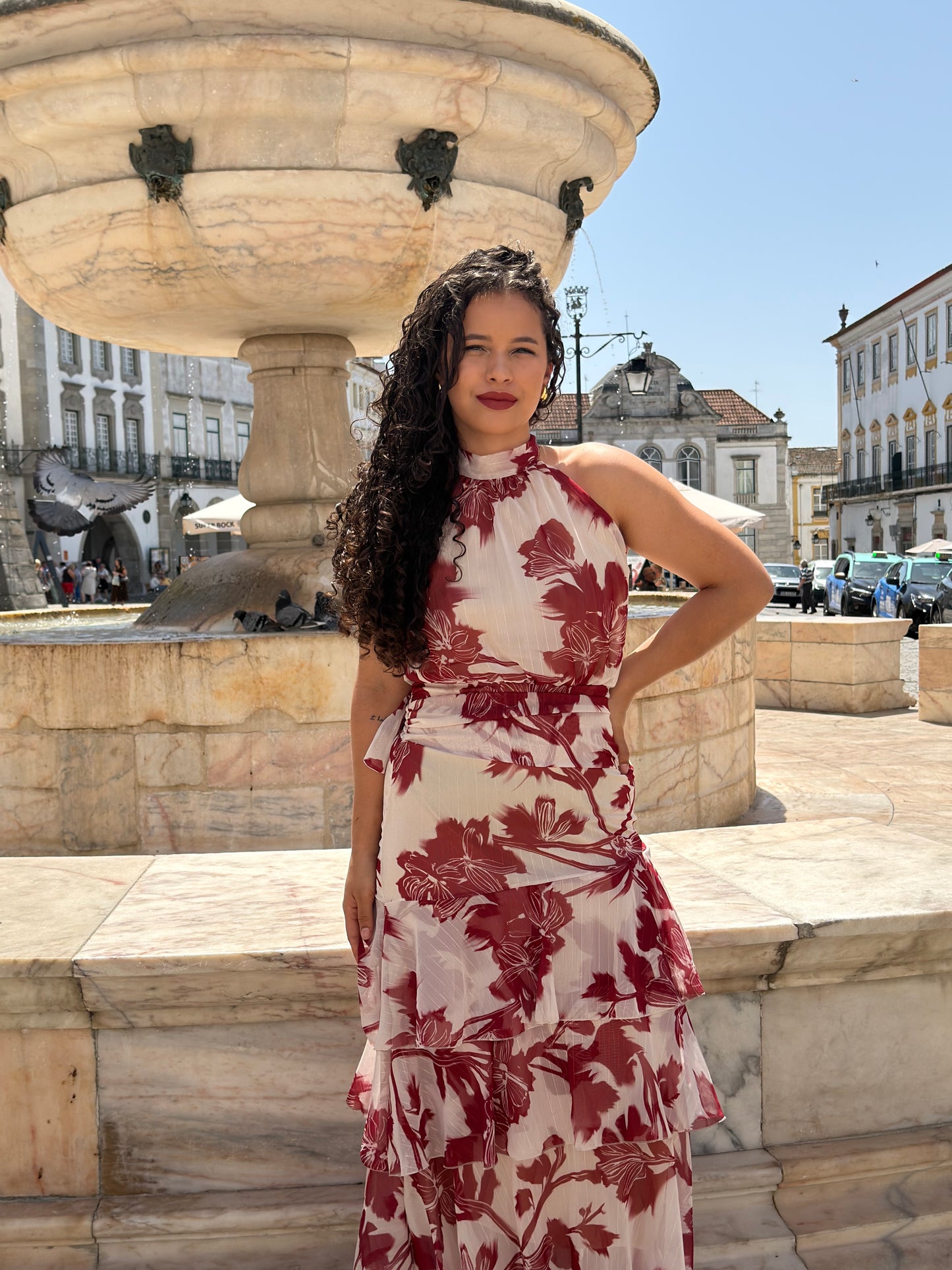 VESTIDO FLORAL C BABADOS