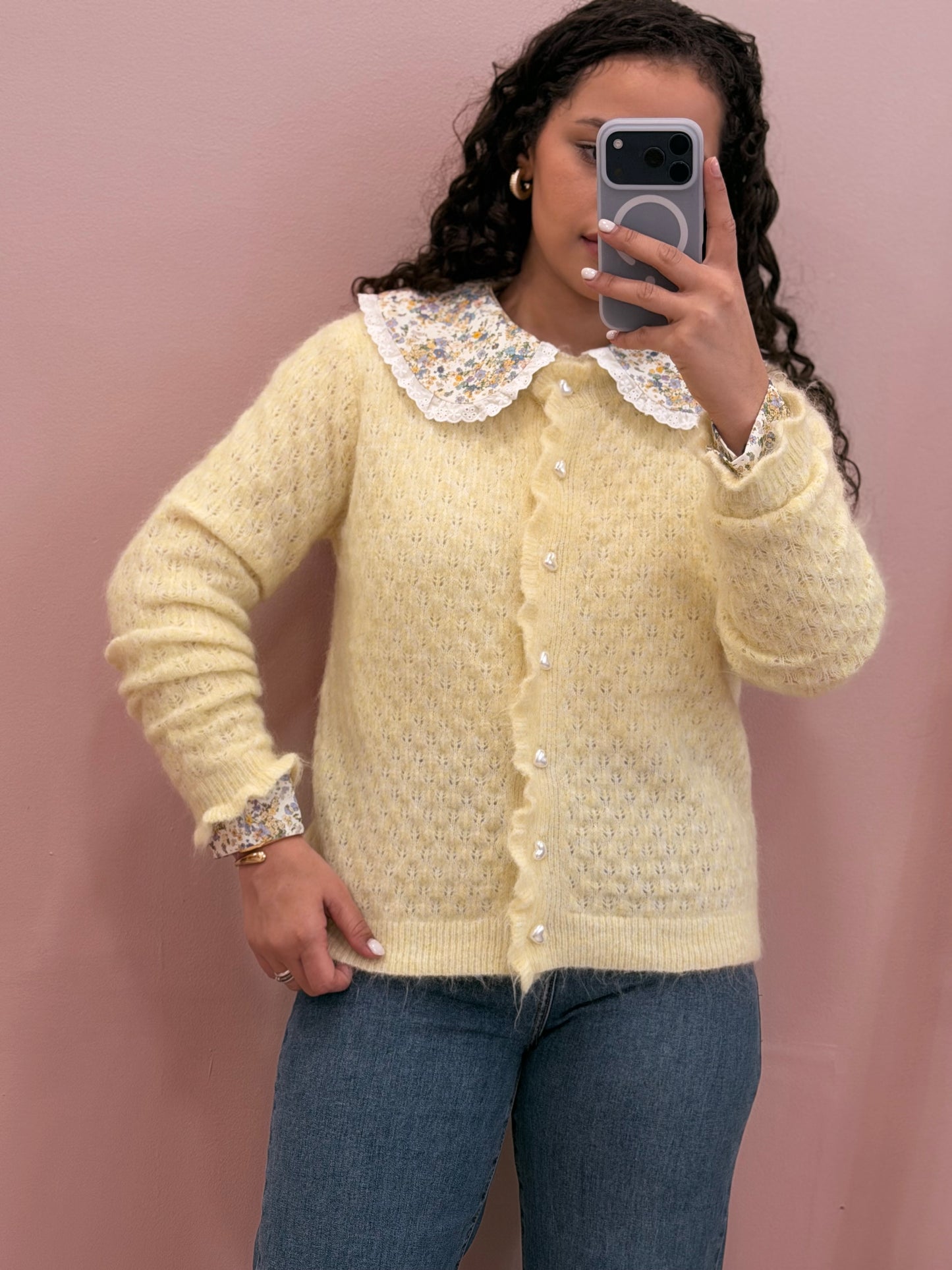 CASACO DE MALHA LOVE AMARELO BEBÉ