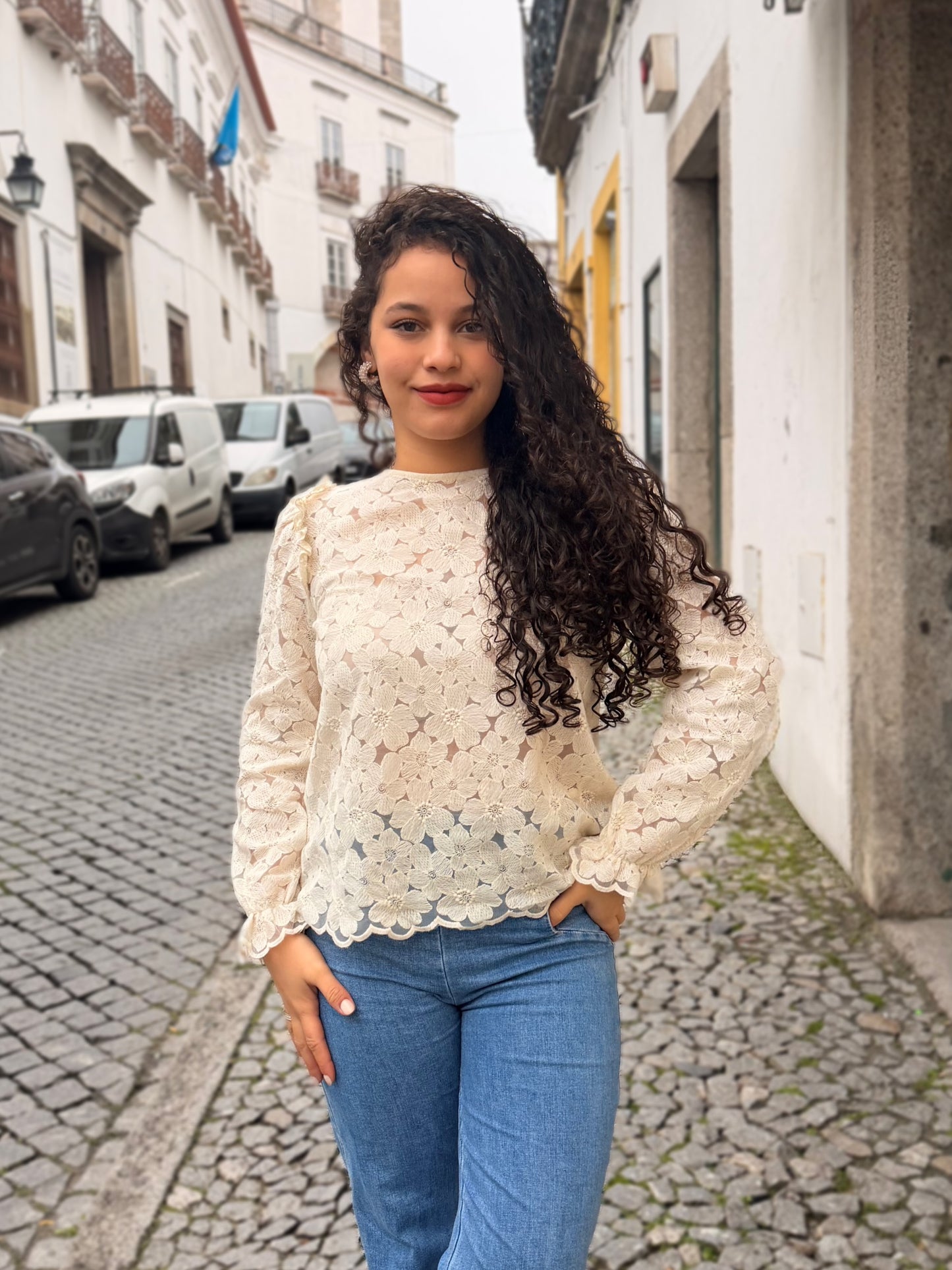 Camisa Renda Floral