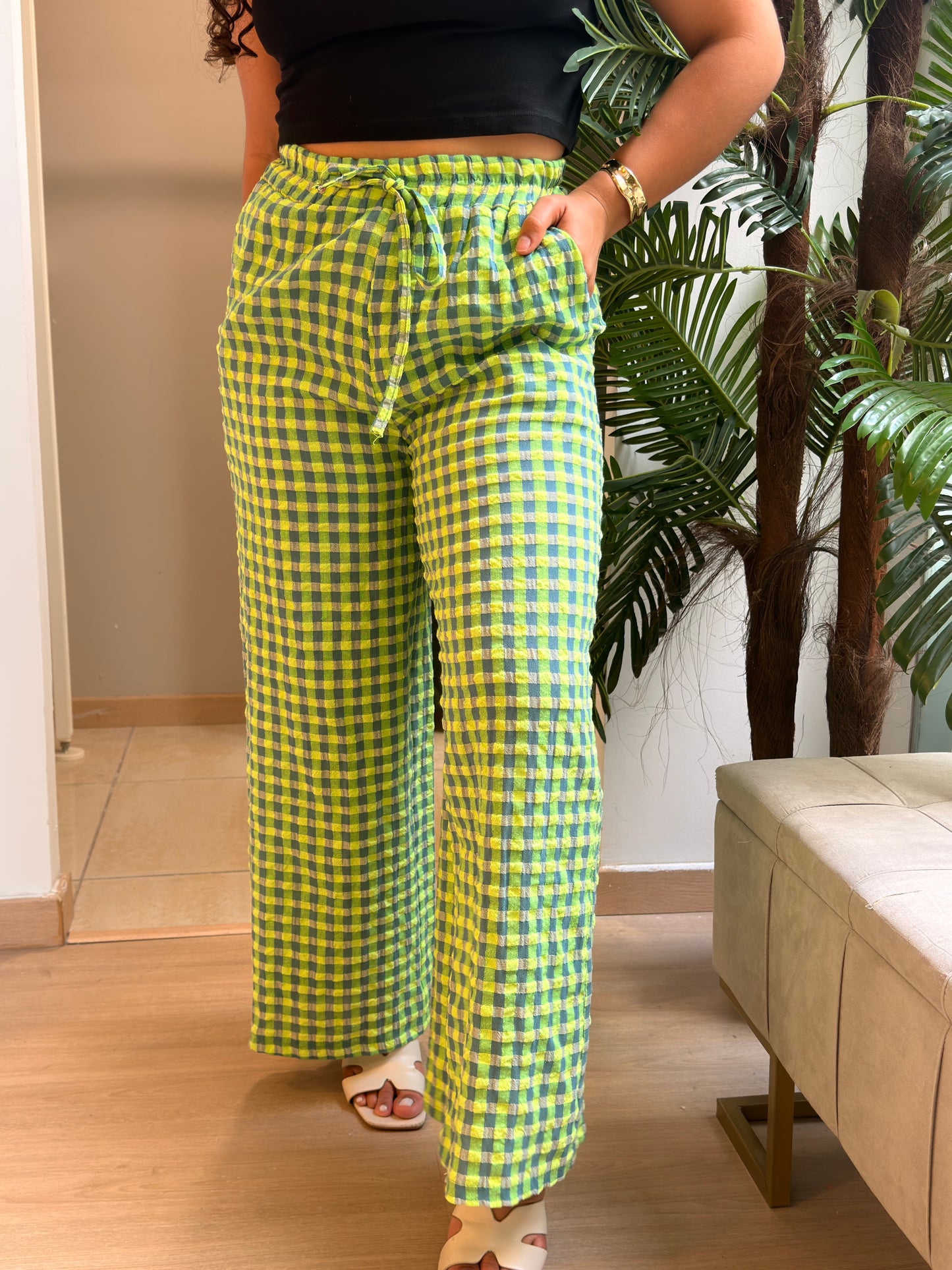 CALÇA VICHY VERDE LIMA