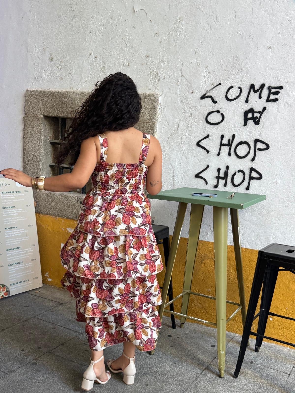 VESTIDO FOLHOS ESTAMPADO