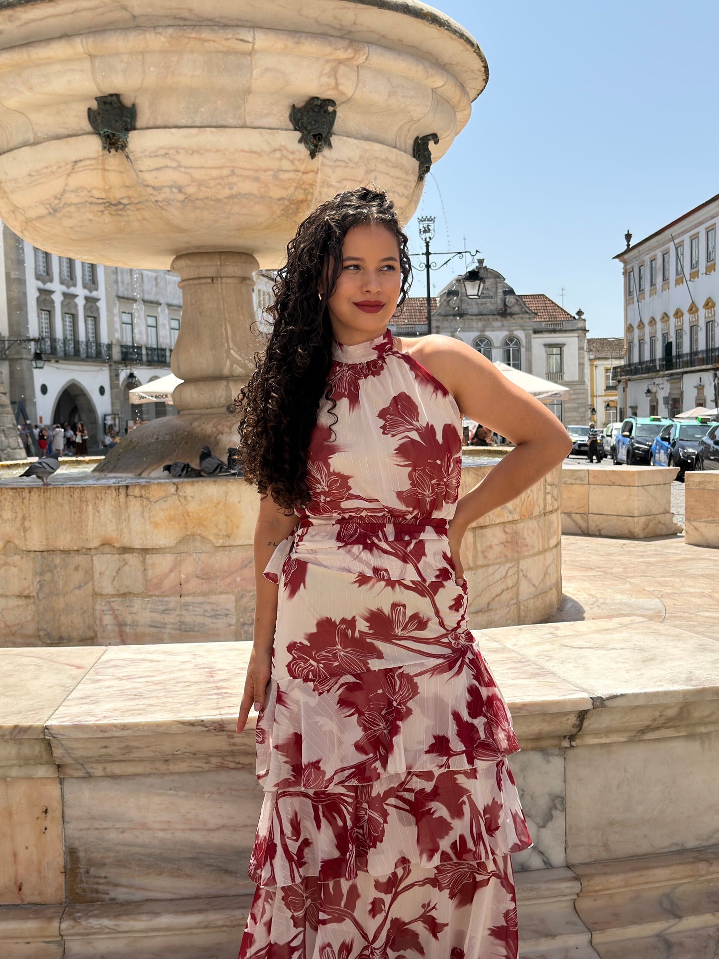 VESTIDO FLORAL C BABADOS