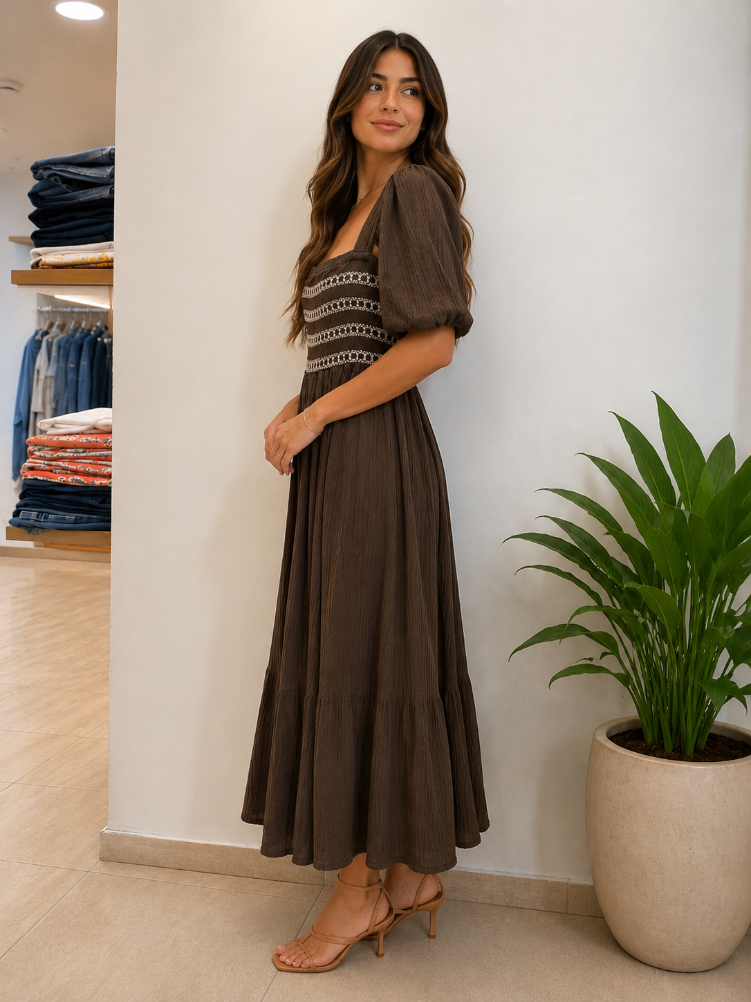 VESTIDO BOHO CHIC | CASTANHO