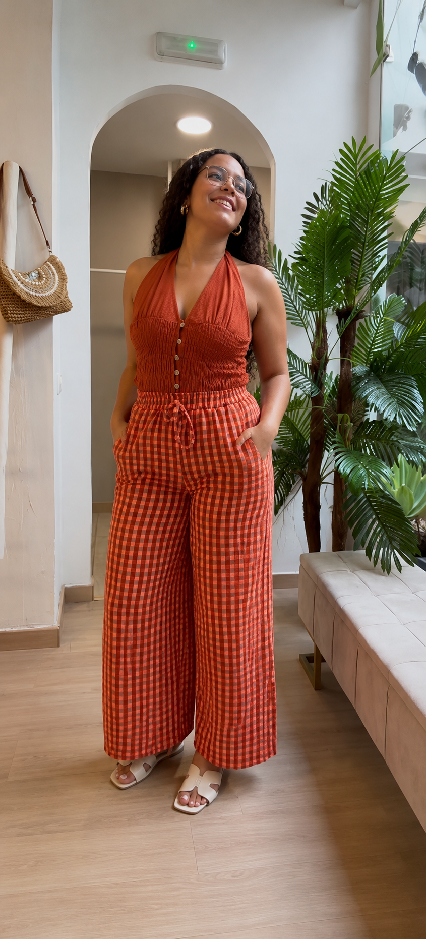 CALÇA VICHY TERRACOTA
