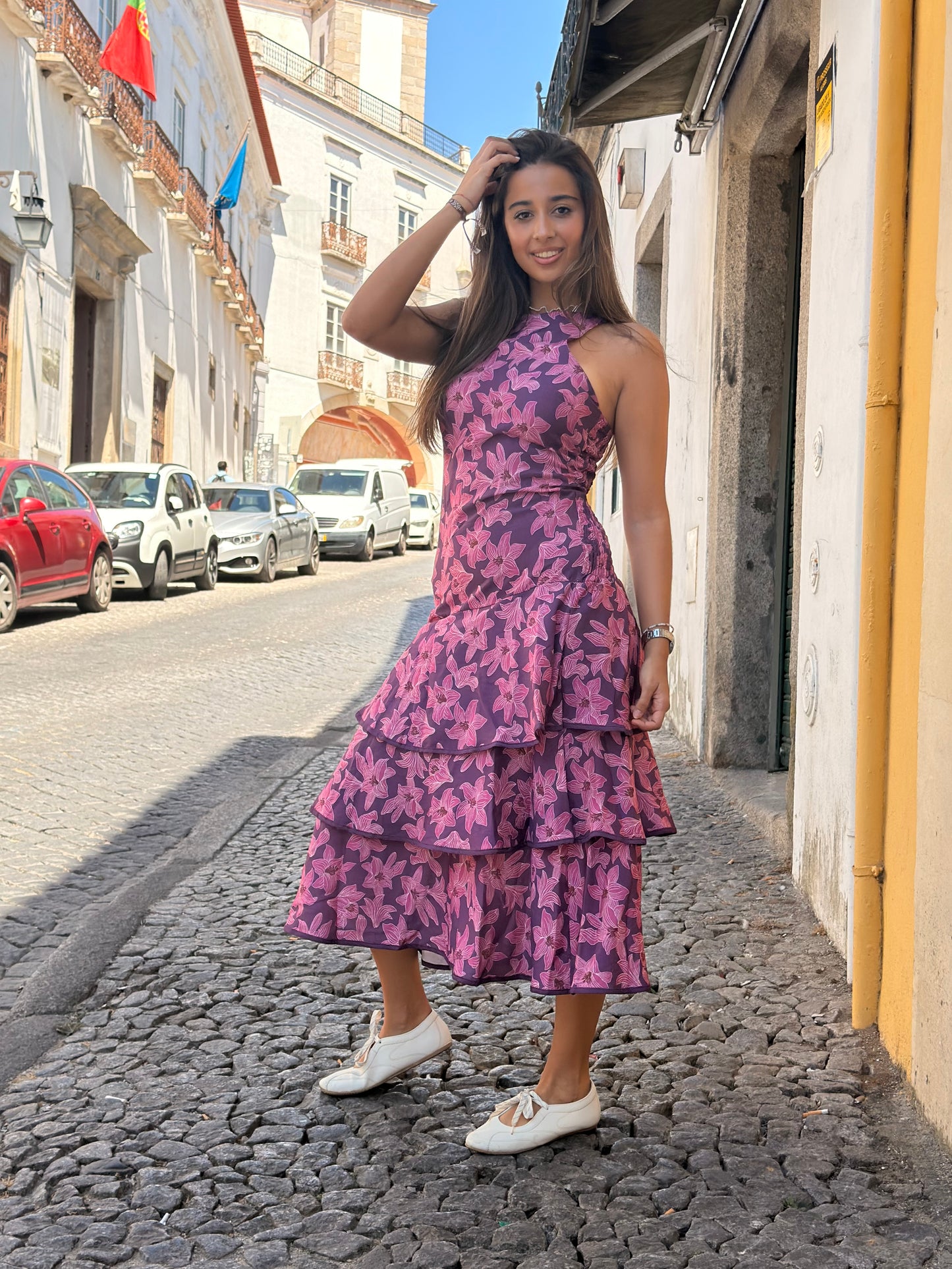VESTIDO ESTAMPADO FOLHOS