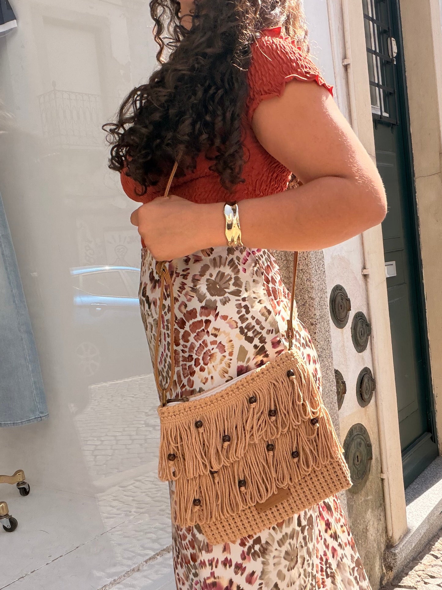 Mala Boho Franja Camel
