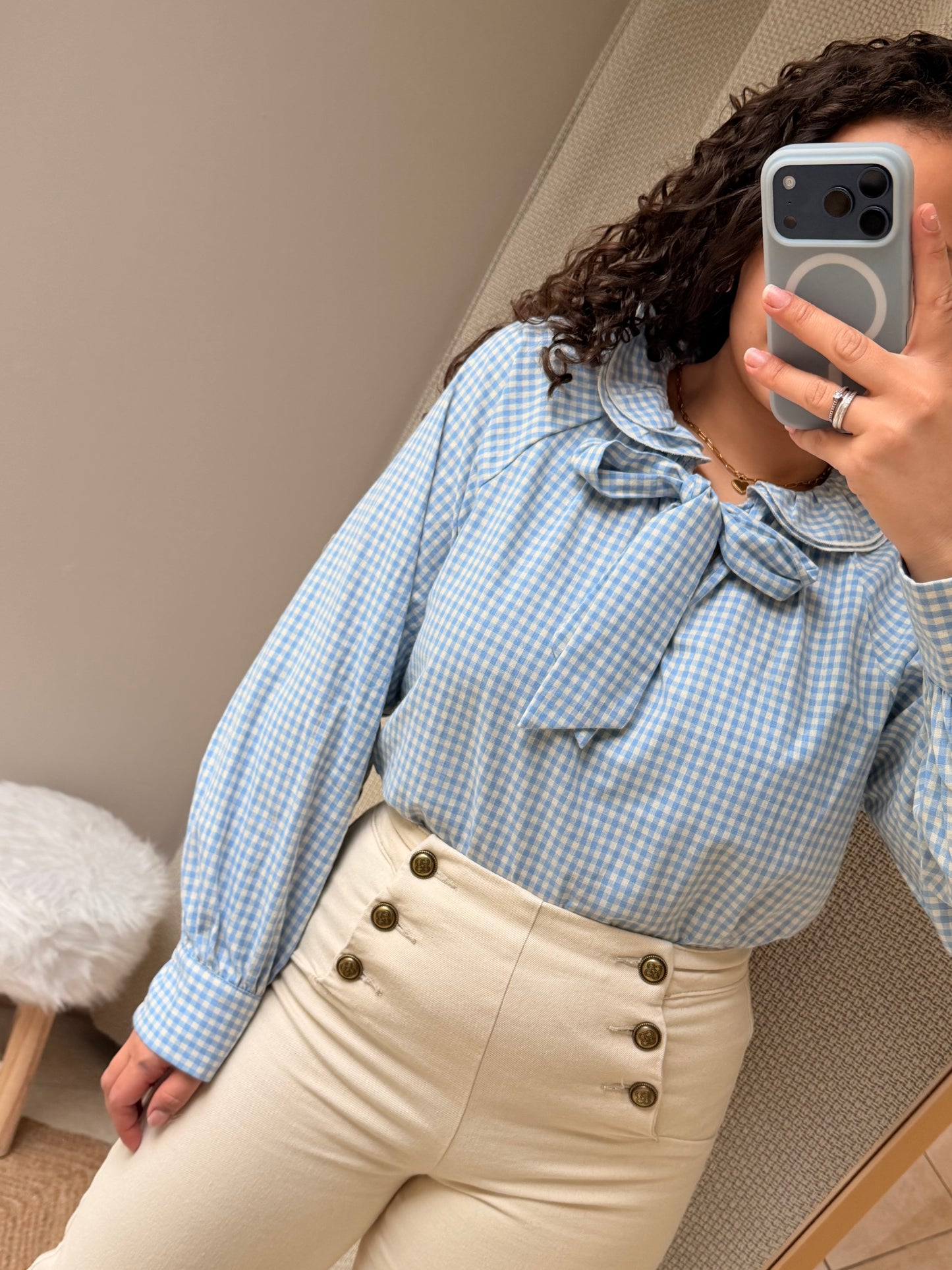 CAMISA QUADRICULADA AZUL BEBÉ