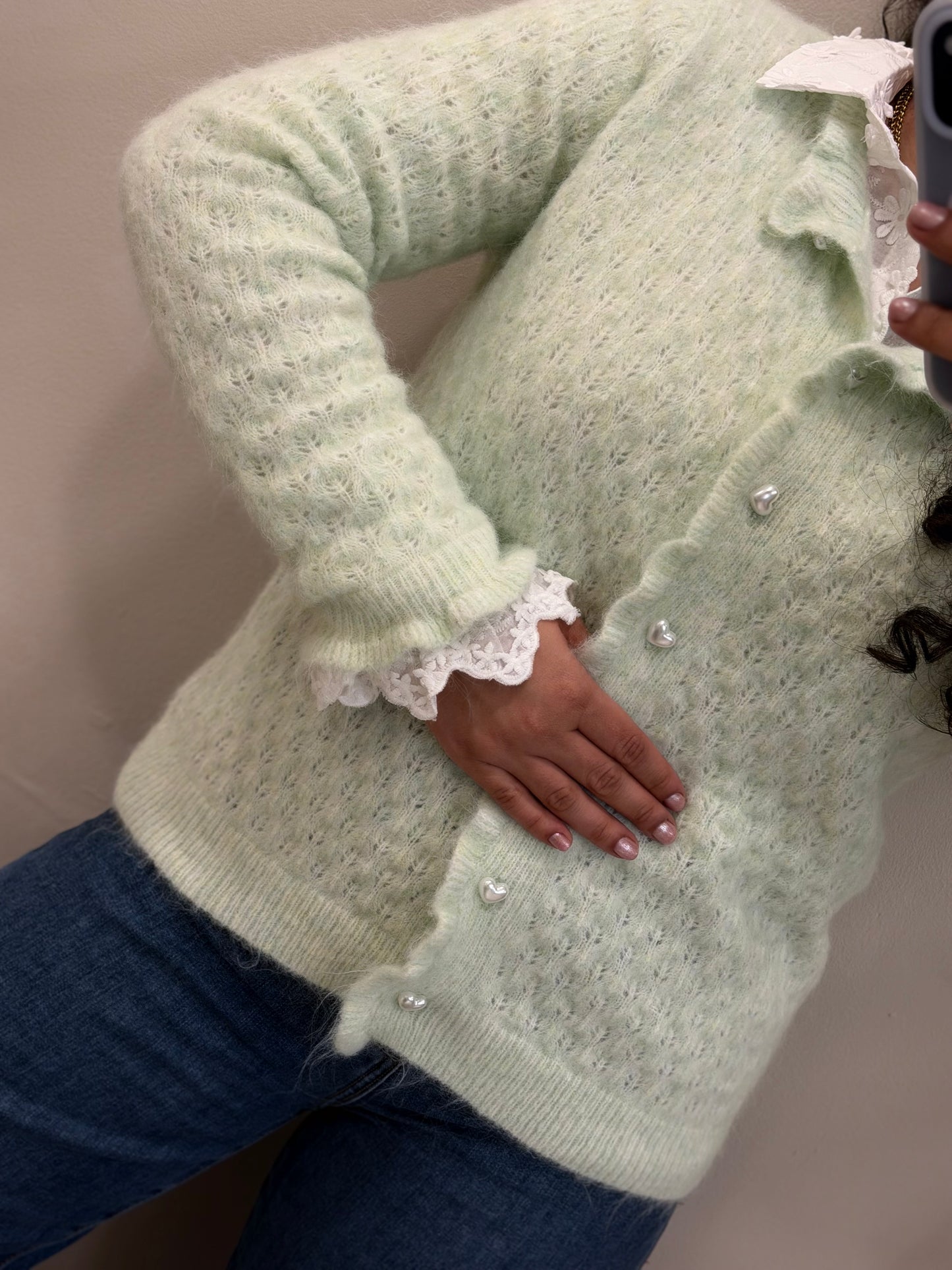 CASACO DE MALHA LOVE VERDE MENTA