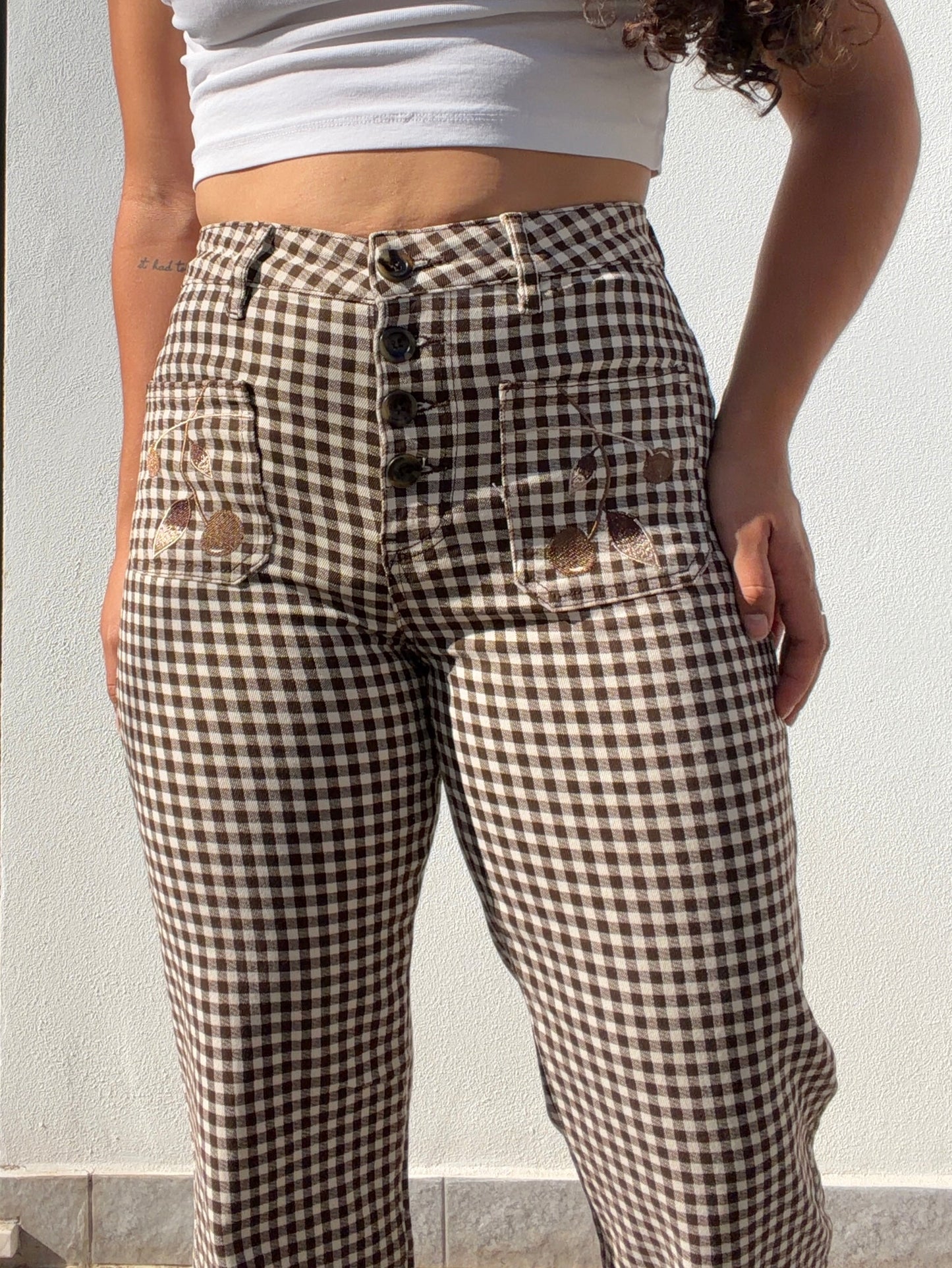 CALÇA VICHY EM CASTANHO