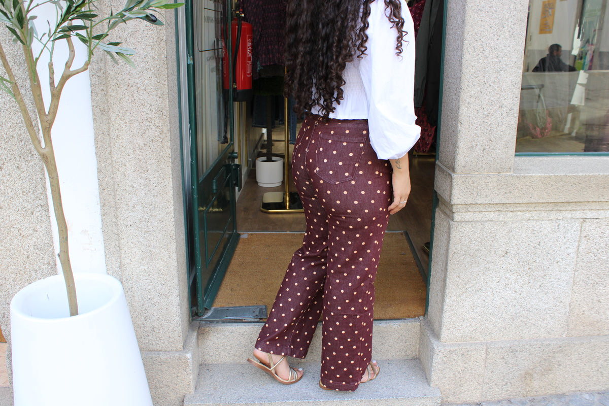 CALÇA BORDO BOLAS BEGE
