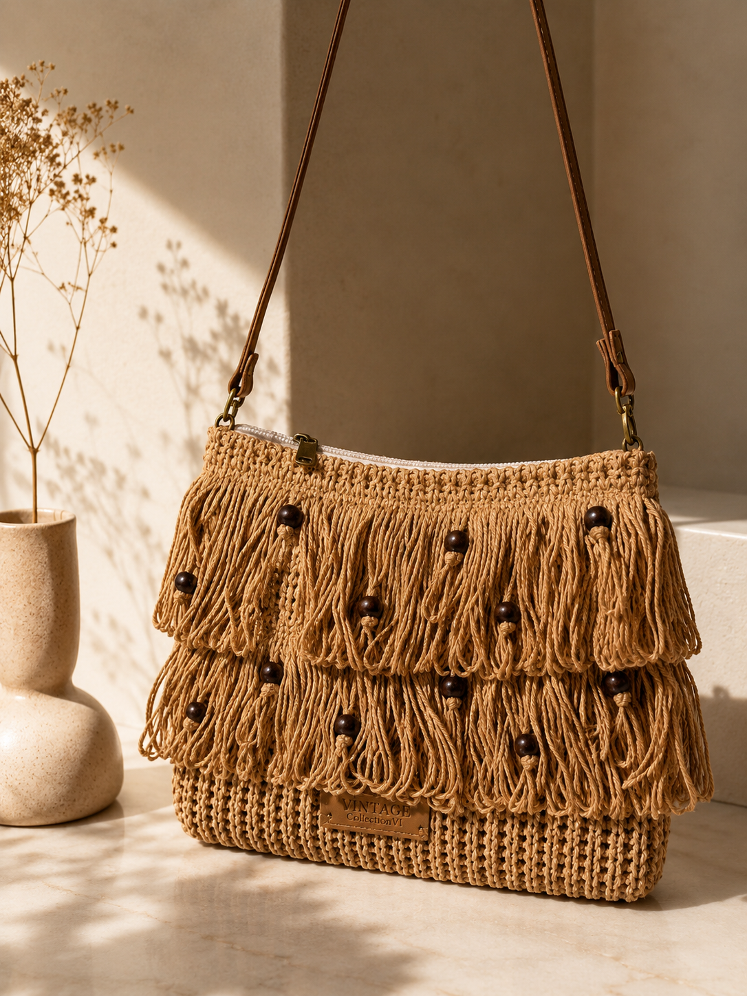 Mala Boho Franja Camel