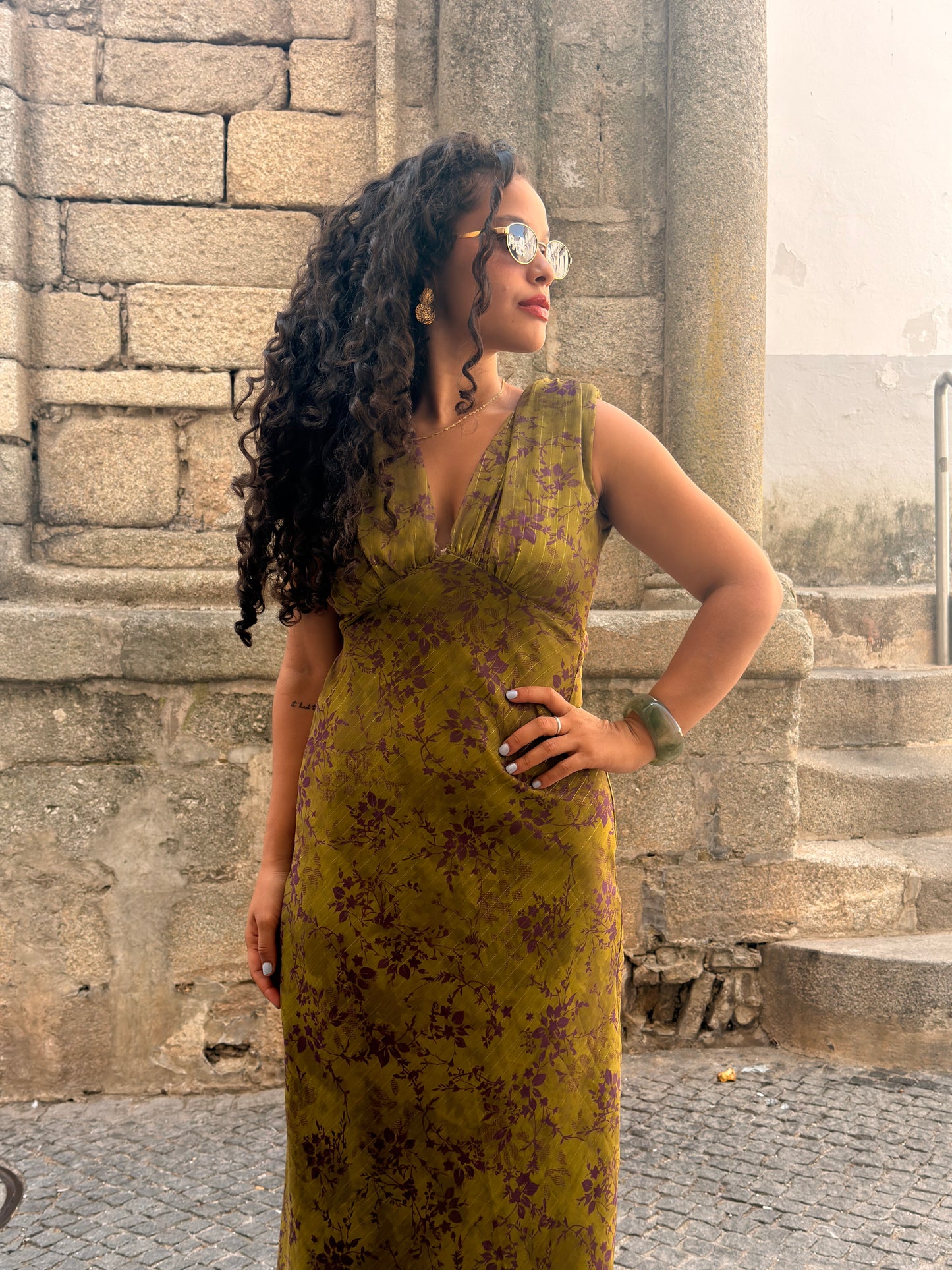 VESTIDO LINA FLORAL | PISTACHIO