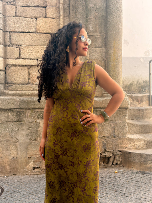 VESTIDO LINA FLORAL | PISTACHIO