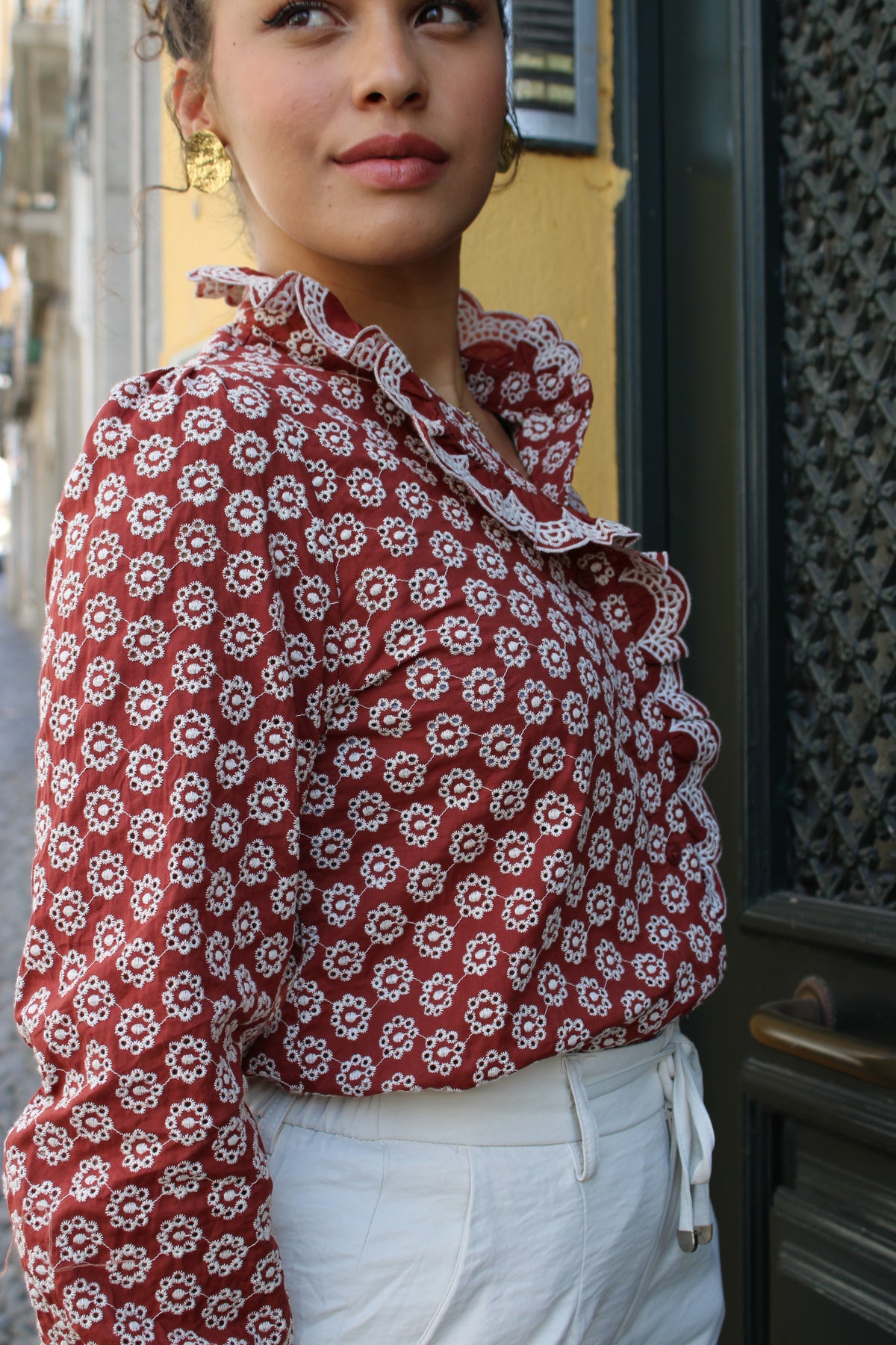 CAMISA TIJOLO FLORES