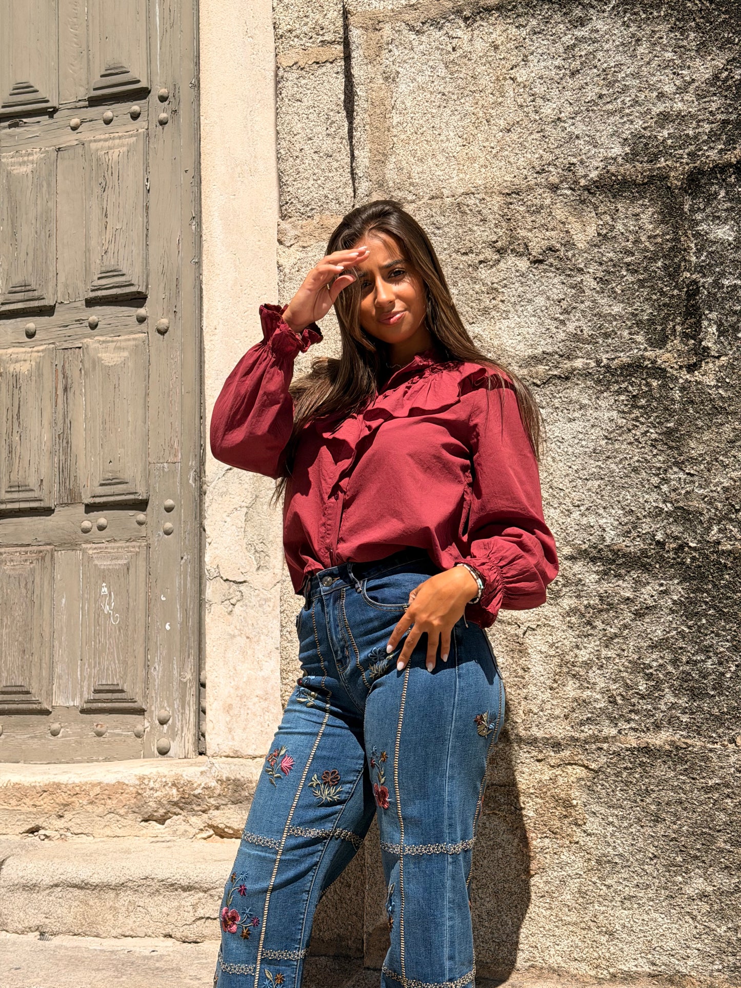 CAMISA FOLHOS BORDO