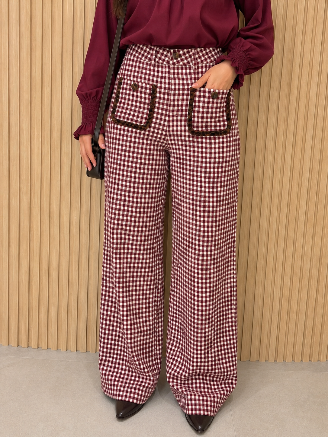 CALÇA VICHY BORDÔ