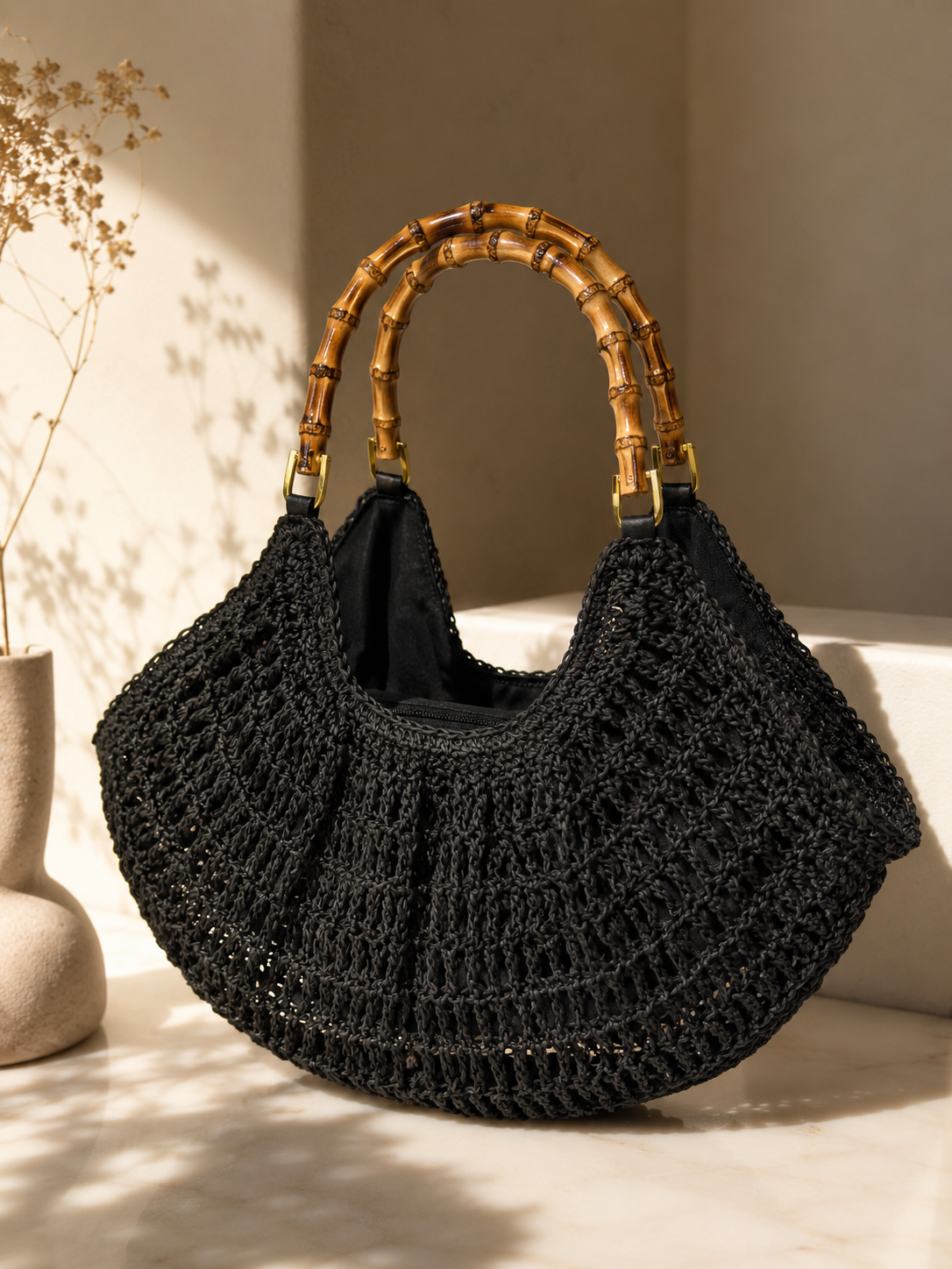 BOLSA BAMBOO ELEGANCE PRETA