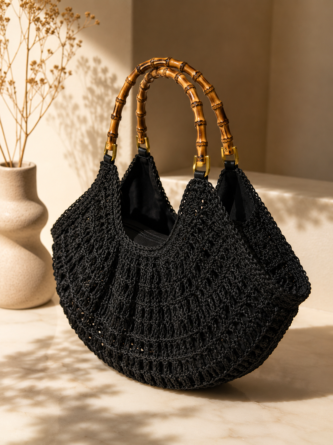 BOLSA BAMBOO ELEGANCE PRETA