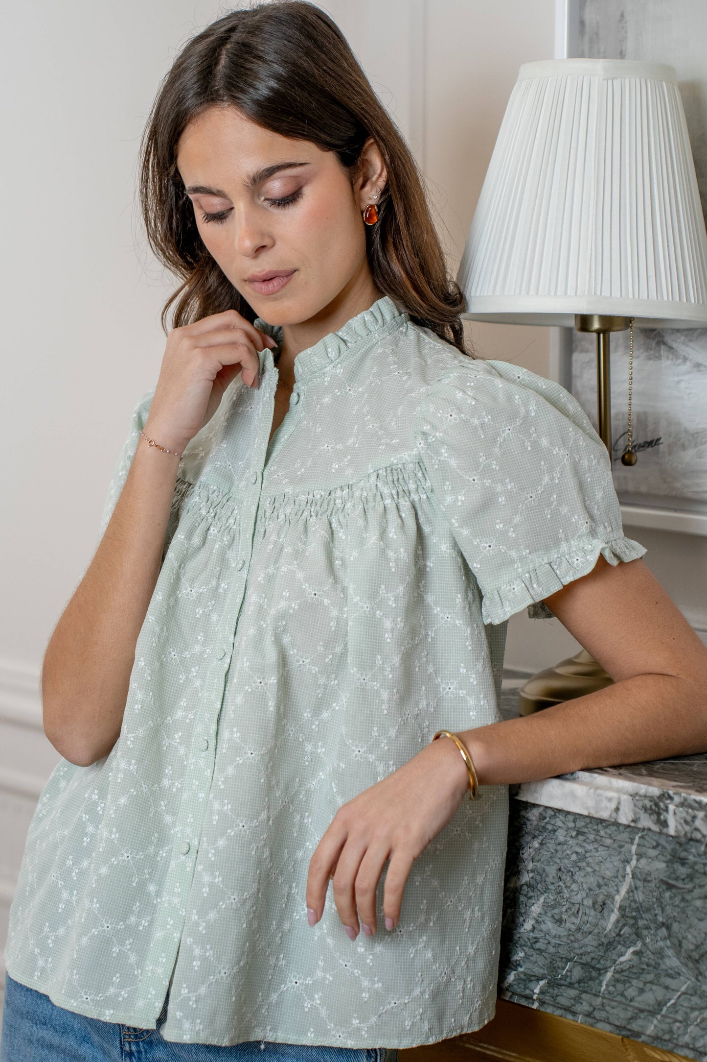 CAMISA VERDE BORDADA