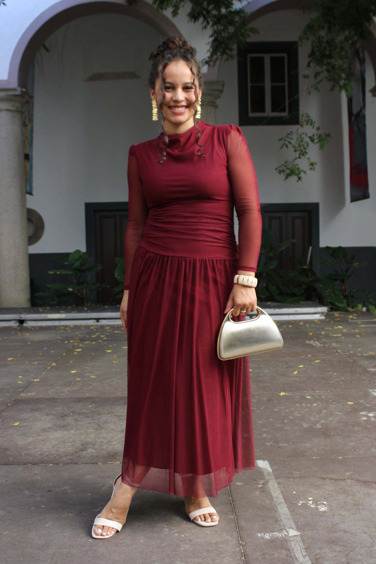 VESTIDO TULE BORDÔ