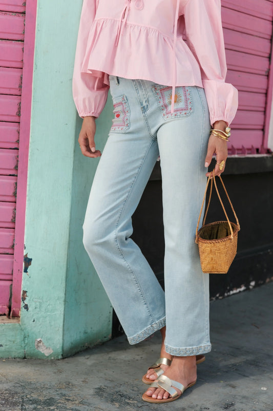 JEANS GANGA COM BORDADOS