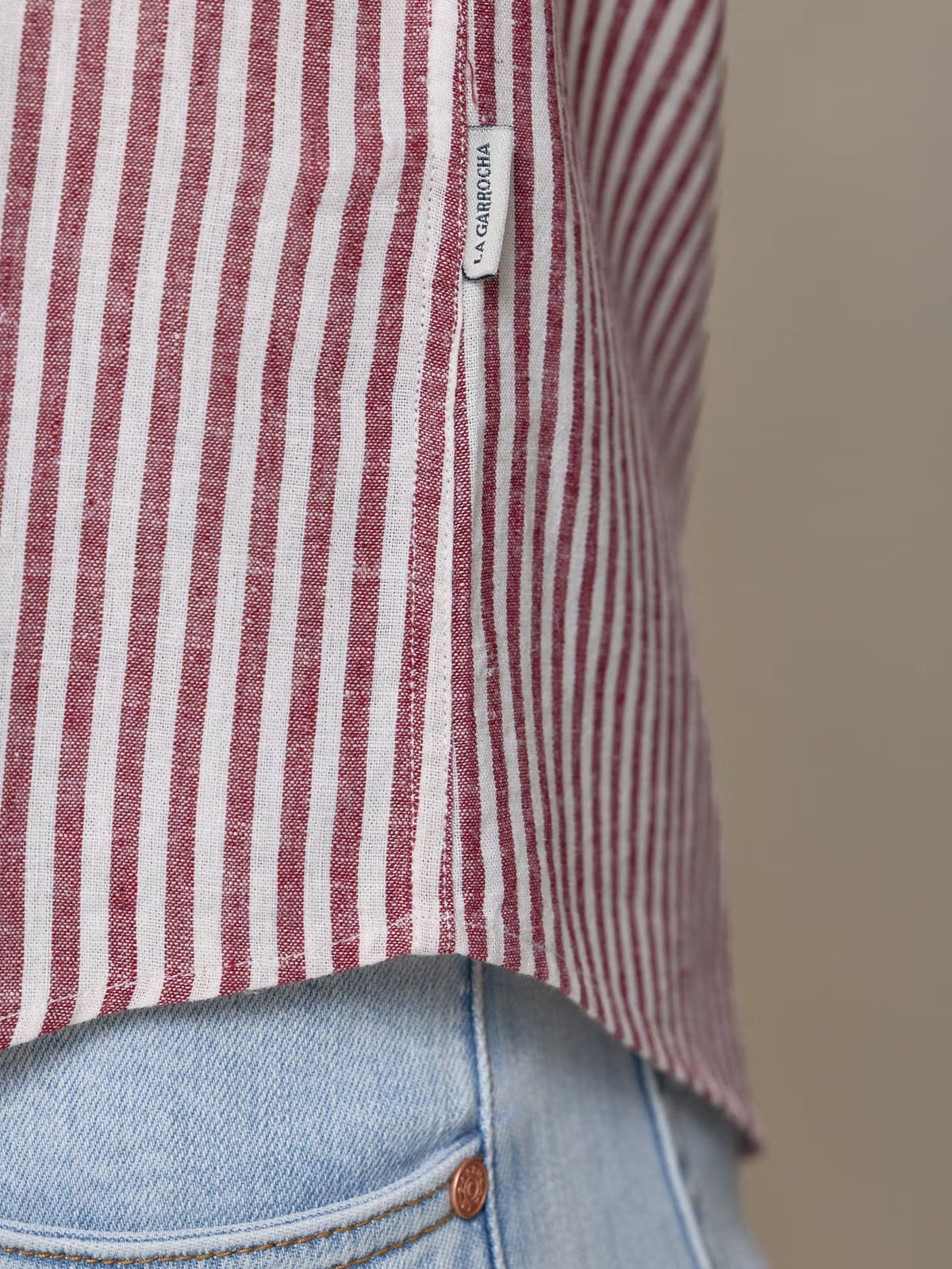 Camisa Linho Listrada | Borgonha