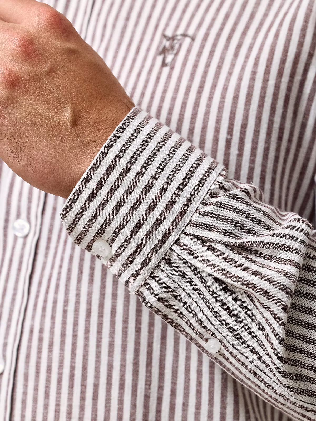 Camisa Linho Listrada | Marrom