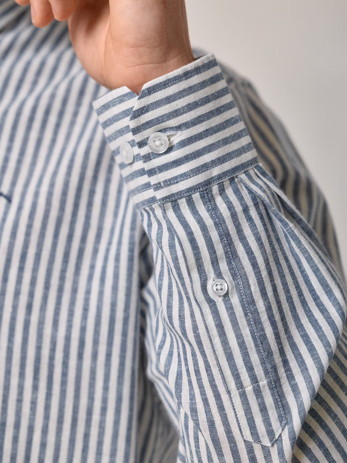Camisa Linho Listrada | Azul