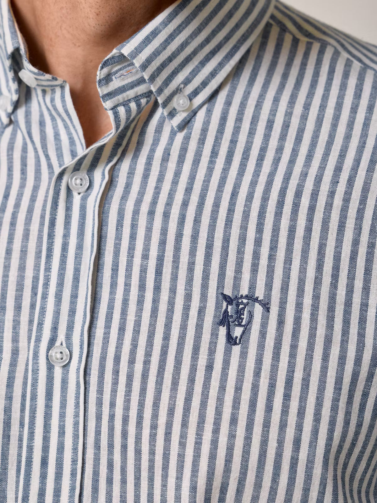 Camisa Linho Listrada | Azul
