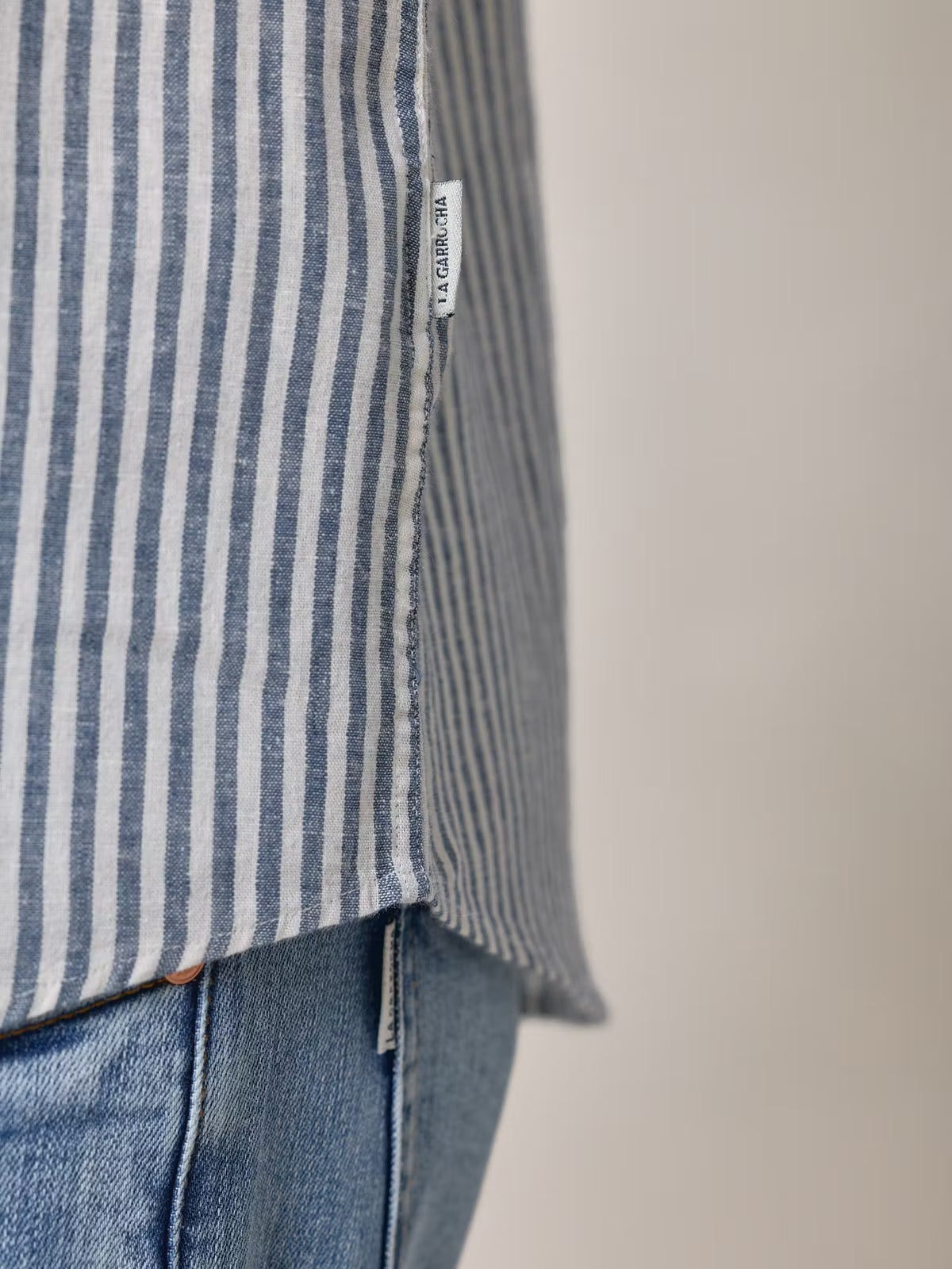 Camisa Linho Listrada | Azul