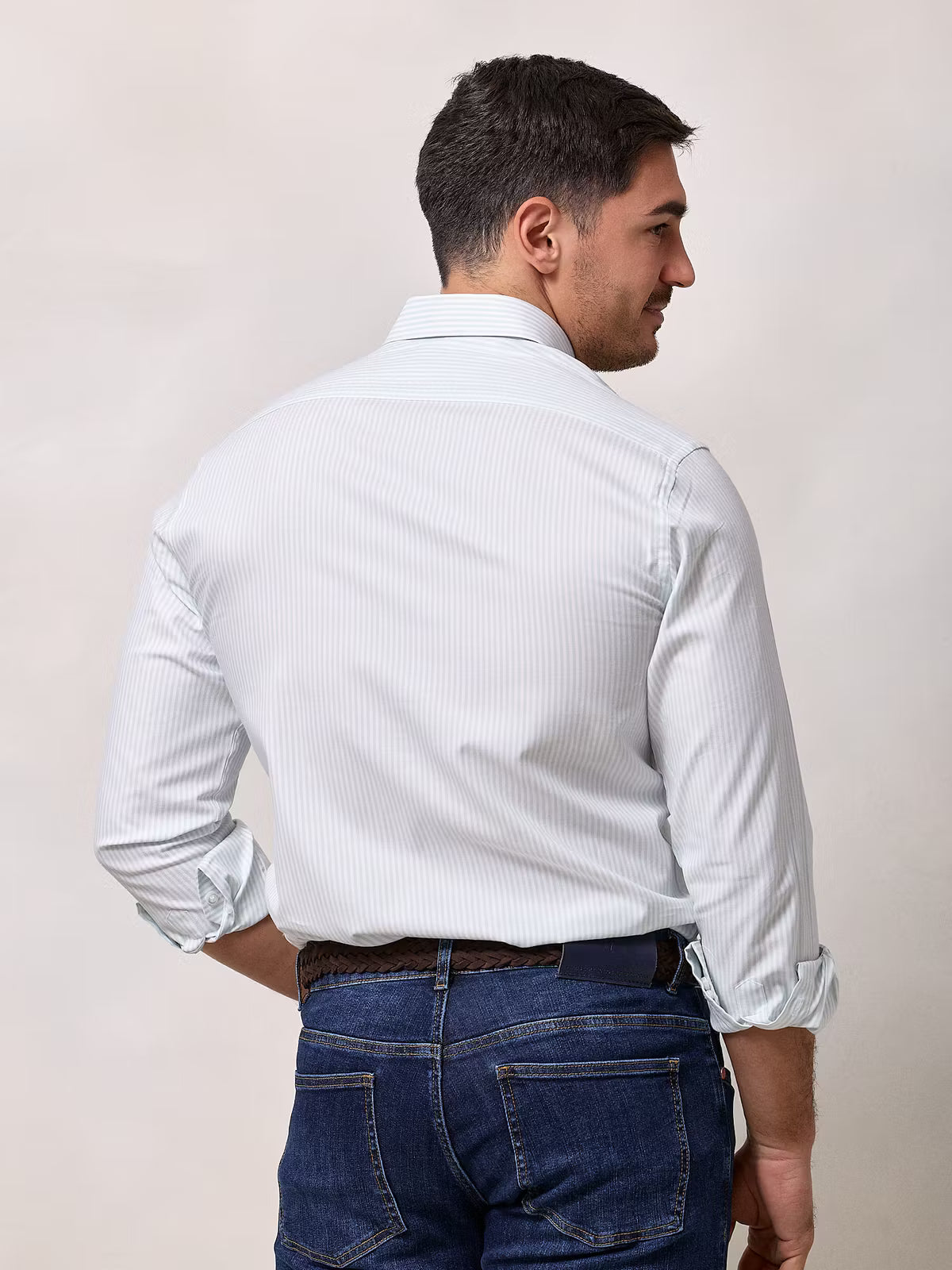 Camisa Oxford Listrada | Verde Sálvia