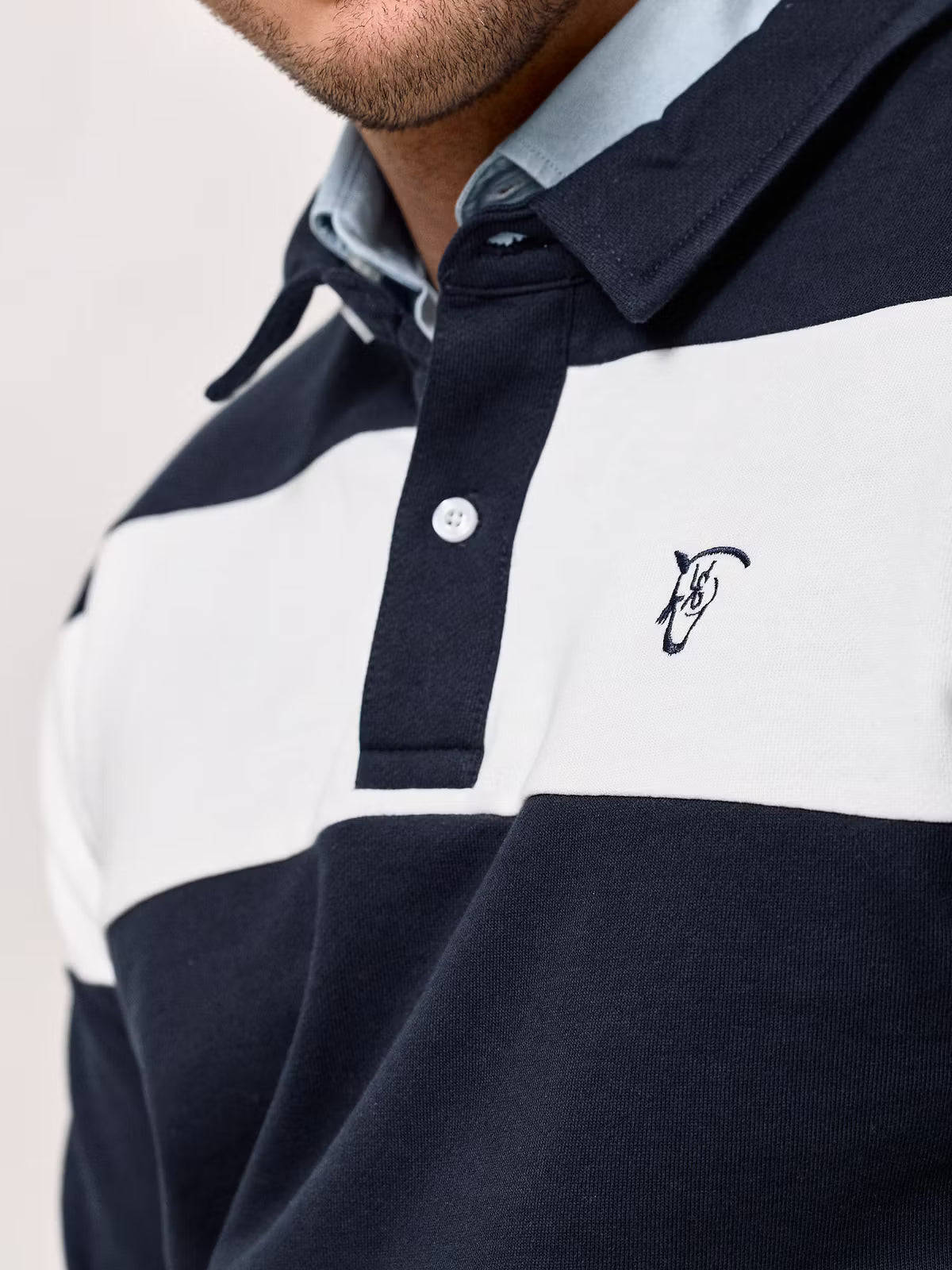 Sweatshirt Polo Listrado | Azul Marinho